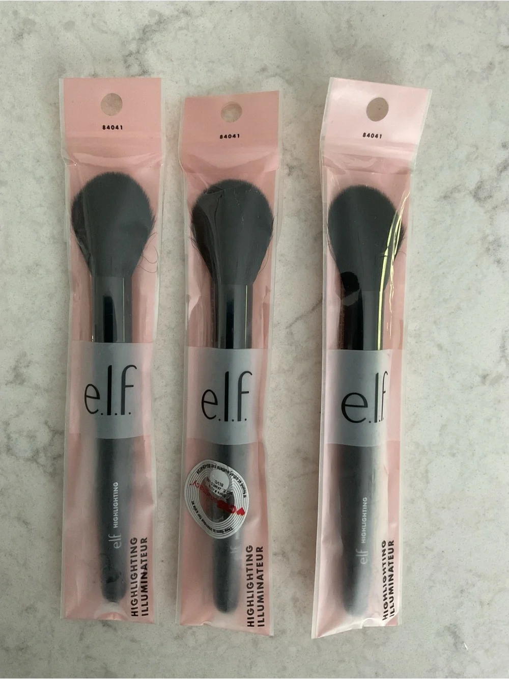 NIB Lot of 3 e.l.f. Highlighting Brushes #84041 Vegan Cruelty Free